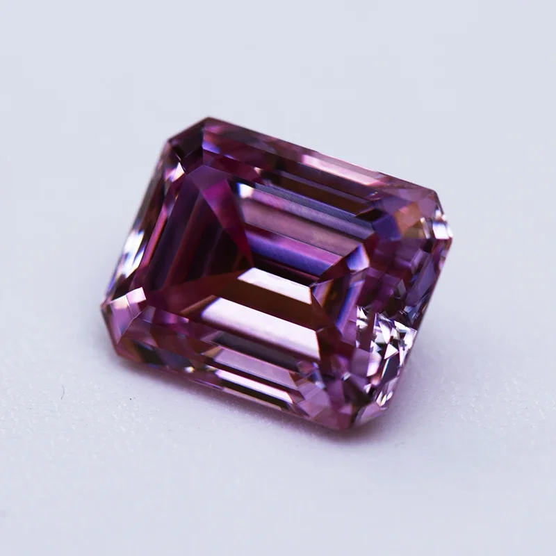 Pedra moissanite sakura cor rosa corte esmeralda laboratório cultivado diamante encantos anel colar brincos materiais principais certificado gra