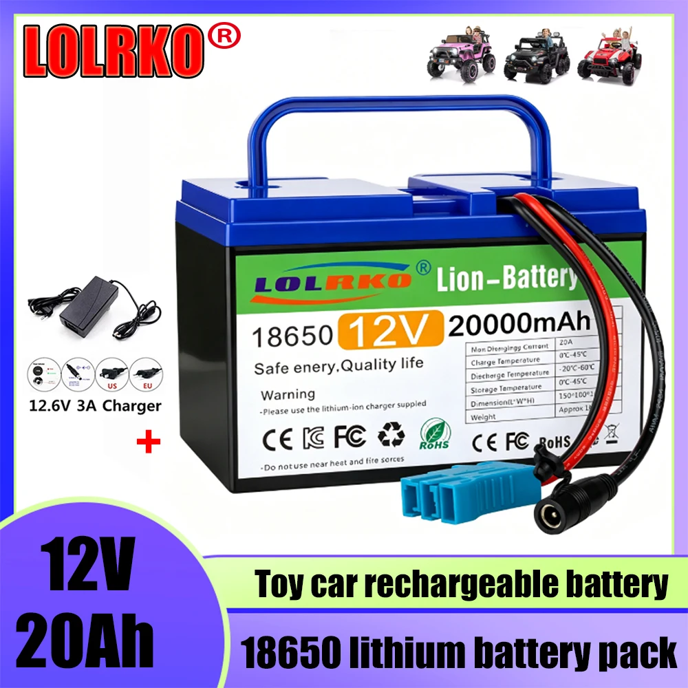 12V 20Ah Lithium-Ionen-Akku für Peg-Perego Traktor & John Deere Gator XUV, Akku für Kinderfahrzeuge & Autos & Power Wheels