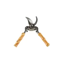 Organic Natural Bamboo Root Wooden Handle Grapes Fruit Plant Cutting Scissors Professional Garden Hand Pruner Pruning Shear