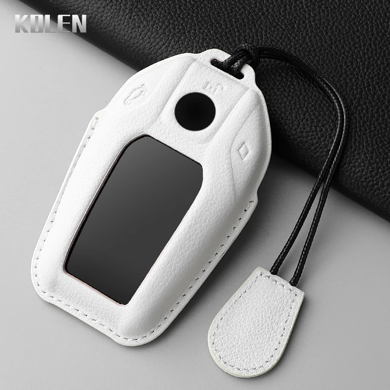 Derma Leather Car LED Display Key Case Cover Shell per BMW serie 5 7 X3 X4 X5 X7 G30 G31 G11 G12 G01 GT G32 i8 Fob accessori