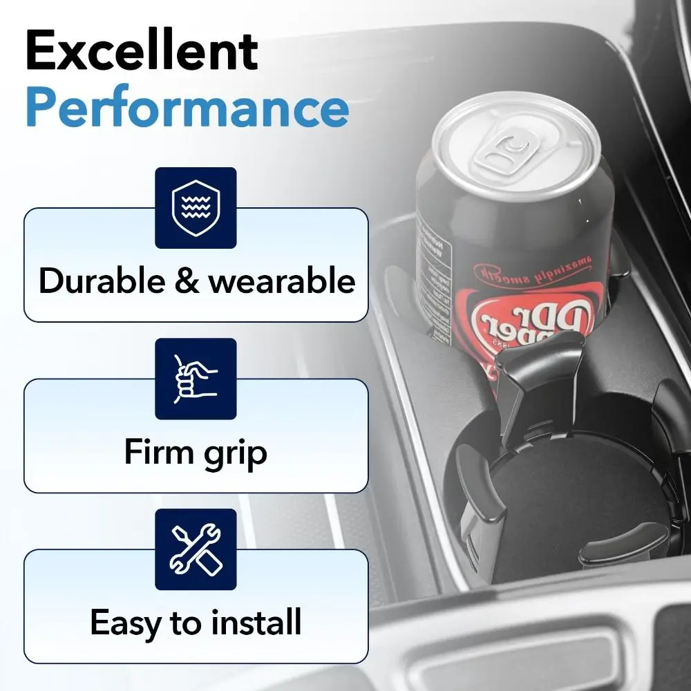 2pcs Multifunction Car Beverage Cup Holder Black Color Universal Design Adhesive Cup Storage Rack Interior Accessories