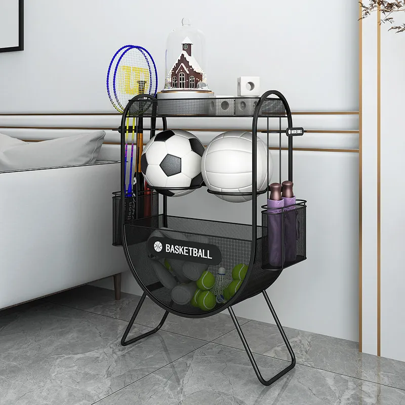 Sports Equipment Storage Rack Heavy Duty Metal Organizer for Balls Rackets Toys Indoor Basketball Volleyball Badminton Holder