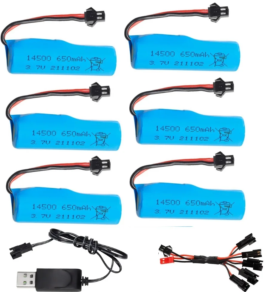 1S 3.7V 650mAh Li-ion Battery 14500 SM plug /3.7V charger For R/C Stunt Dump Car/4WD Twist- Desert Cars R/C Climbing cars