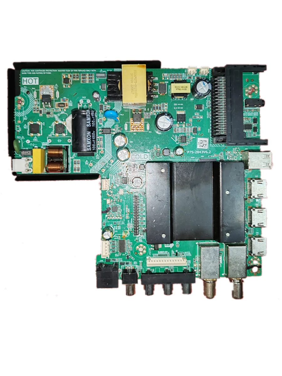 P75-2843V6.2   Three in one TV motherboard, physical photos, tested well  FOR 57--70v  570ma  45w