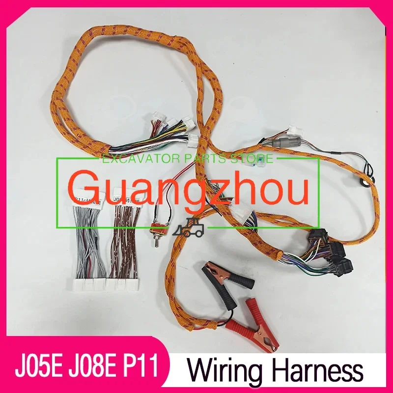 for Isuzu Engine Diagnostic Test Cable High Quality 3-in-1 J05E J08E P11 Comprehensive Test Wiring Harness Excavator Accessories