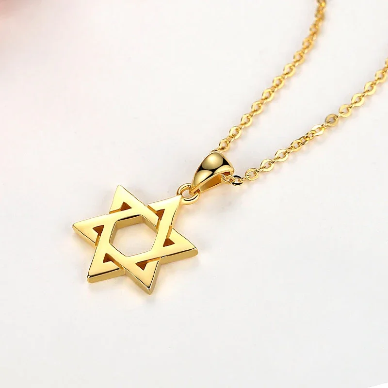 TONGZHE Collare Magen Star Of David  925 Sterling Silver Pendant Israel Chain Necklace Women Judaica Jewish Vintage Fine Jewelry