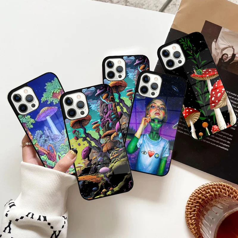 Mushroom Moon Shroom Farmer Phone Case Strong Magnetic for iPhone 15 16 14 13 Pro Max 11 12 Mini Magsafe Wireless Charging Cover