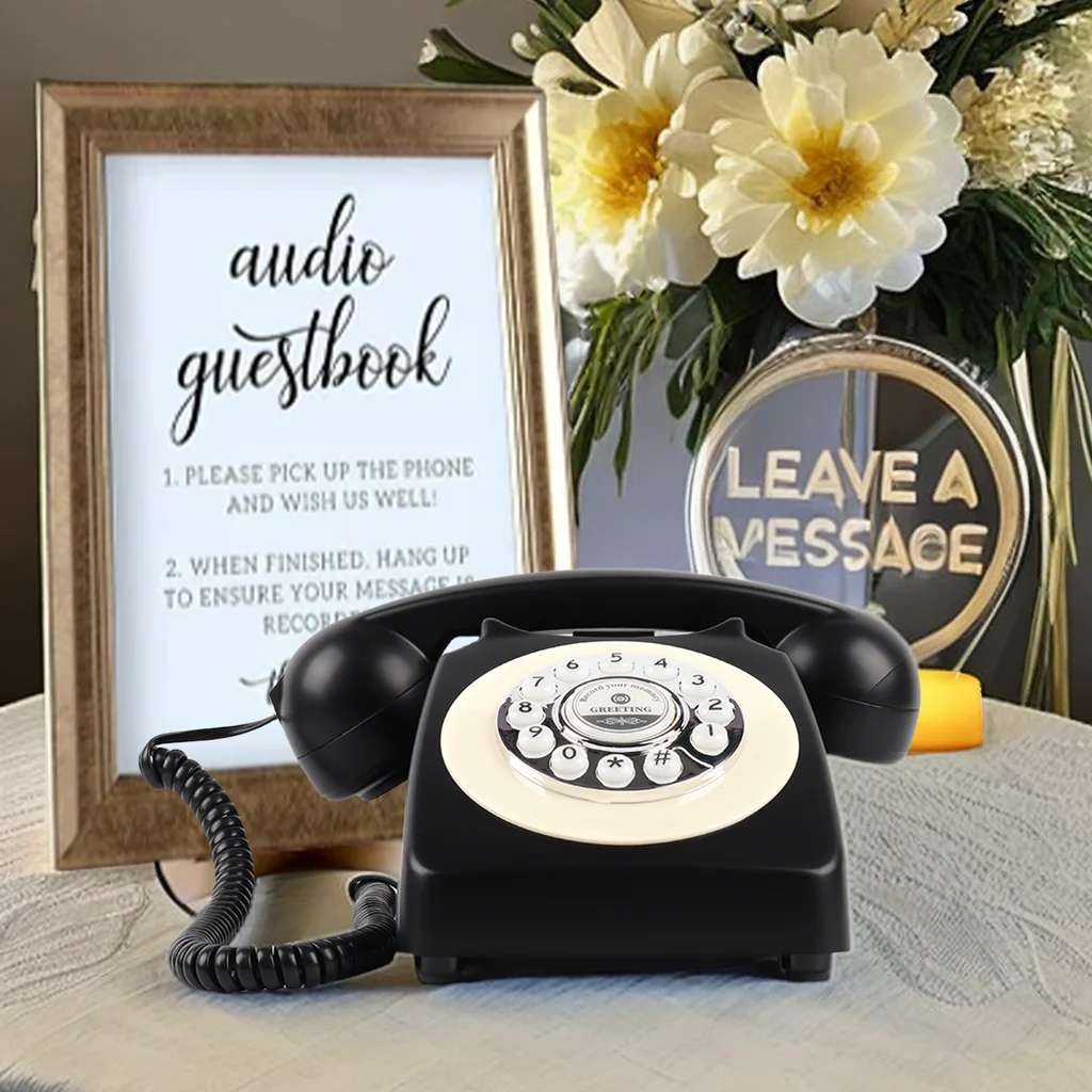 Wedding Audio Guest Book Phone Recording Telephone Wedding Audio Guest Book Recording Telephone Classic Black Rotary Dial Audio