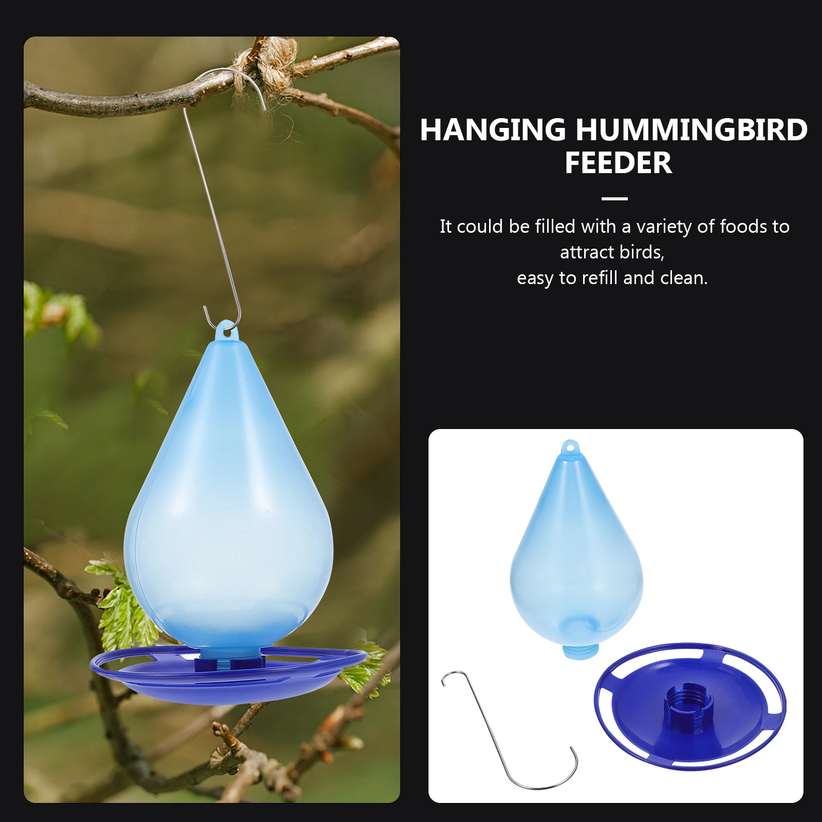 

Plastic Hanging Bird Feeder Durable Food Plate Garden Easy Refill Clean Attract Birds Hummingbird Tray Feeding Station Pet