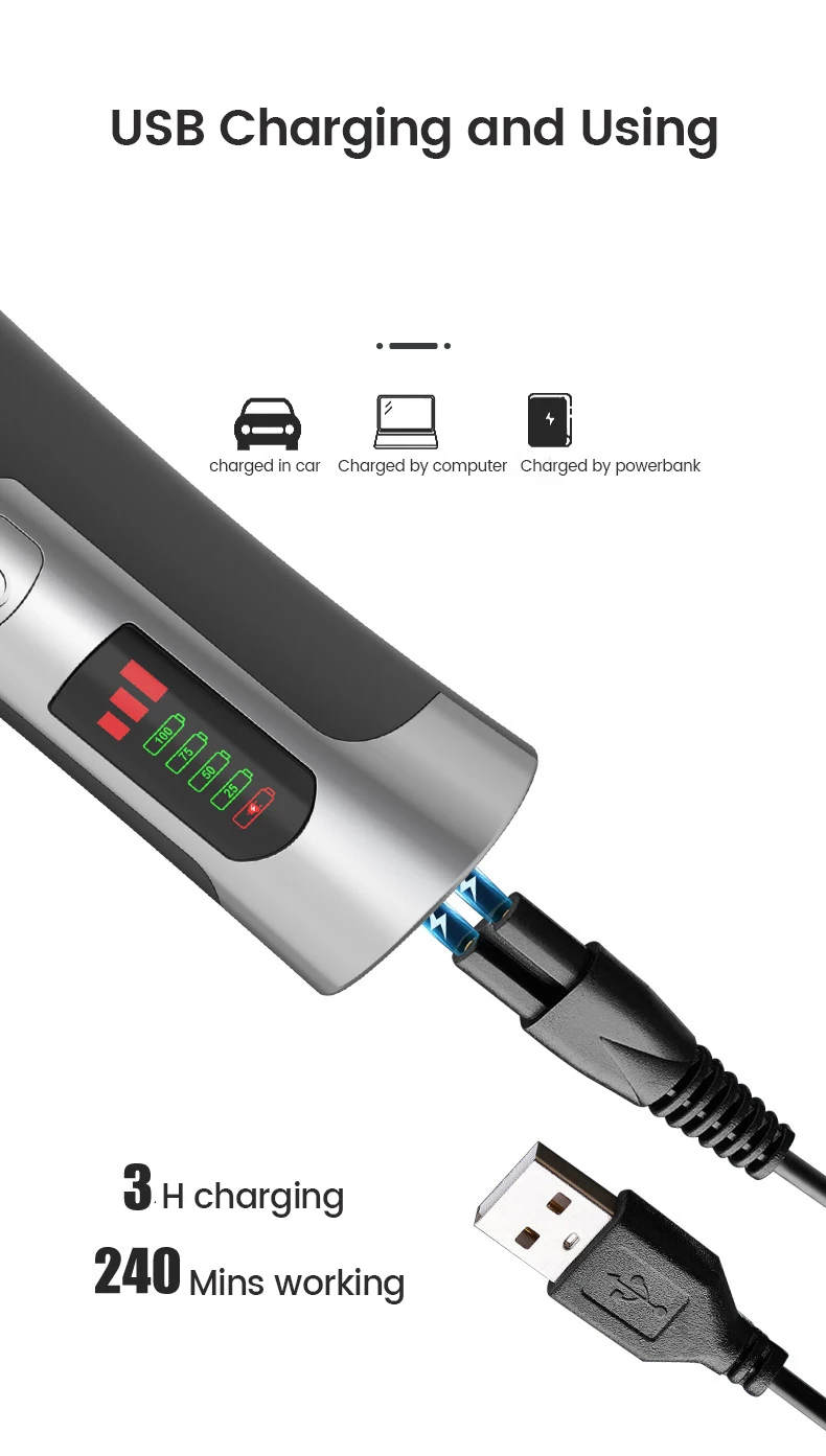 High Power Smart Hund Clippers Pflege Trimmer Haustier Haarschnitt Maschine für Hunde Pflege Cutter Wiederaufladbare Abnehmbare Klinge – Detail 8