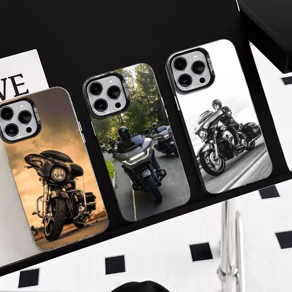 

Street Glide Phone Case For iPhone 17,16,15,14,13,12,11 Plus,Pro Max,XS,Colorful Silver Black Cover