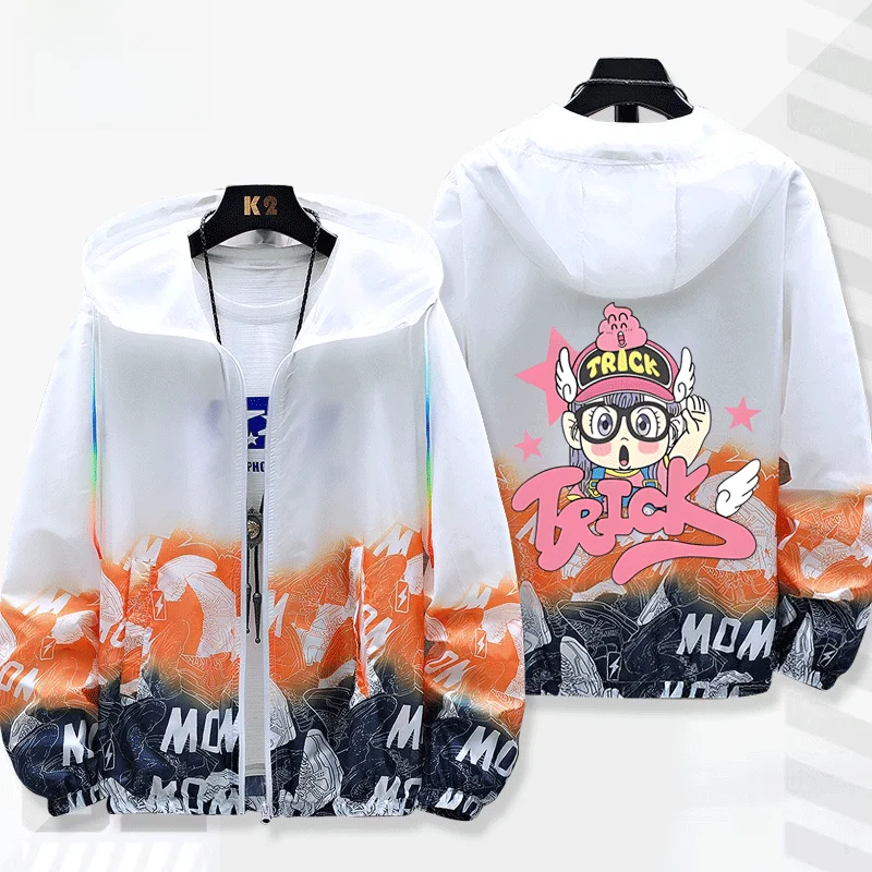 

ex Summer Anti-Uv Jaet Anime Collaborative Loose Fit Long Sve round Ne Zipper Closure Polyester Nylon Cosite Fiber