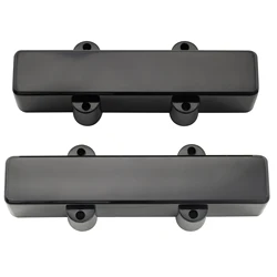 Musiclily Pro Plastic F91.6/R95mm Jazz Bass Pickup Covers No Holes Set for Fender J-bass, Black (Set of 2)