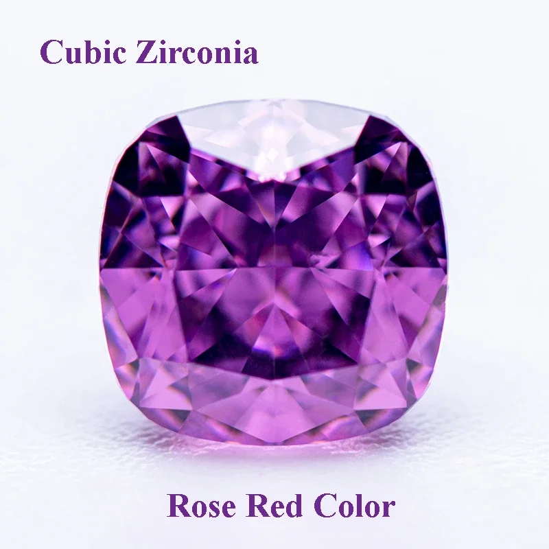 

Cubic Zirconia Crushed Ice Cut Rose Red Color Square Cushion Shape Charms Beads for Diy Jewelry Making Materials No Certificate