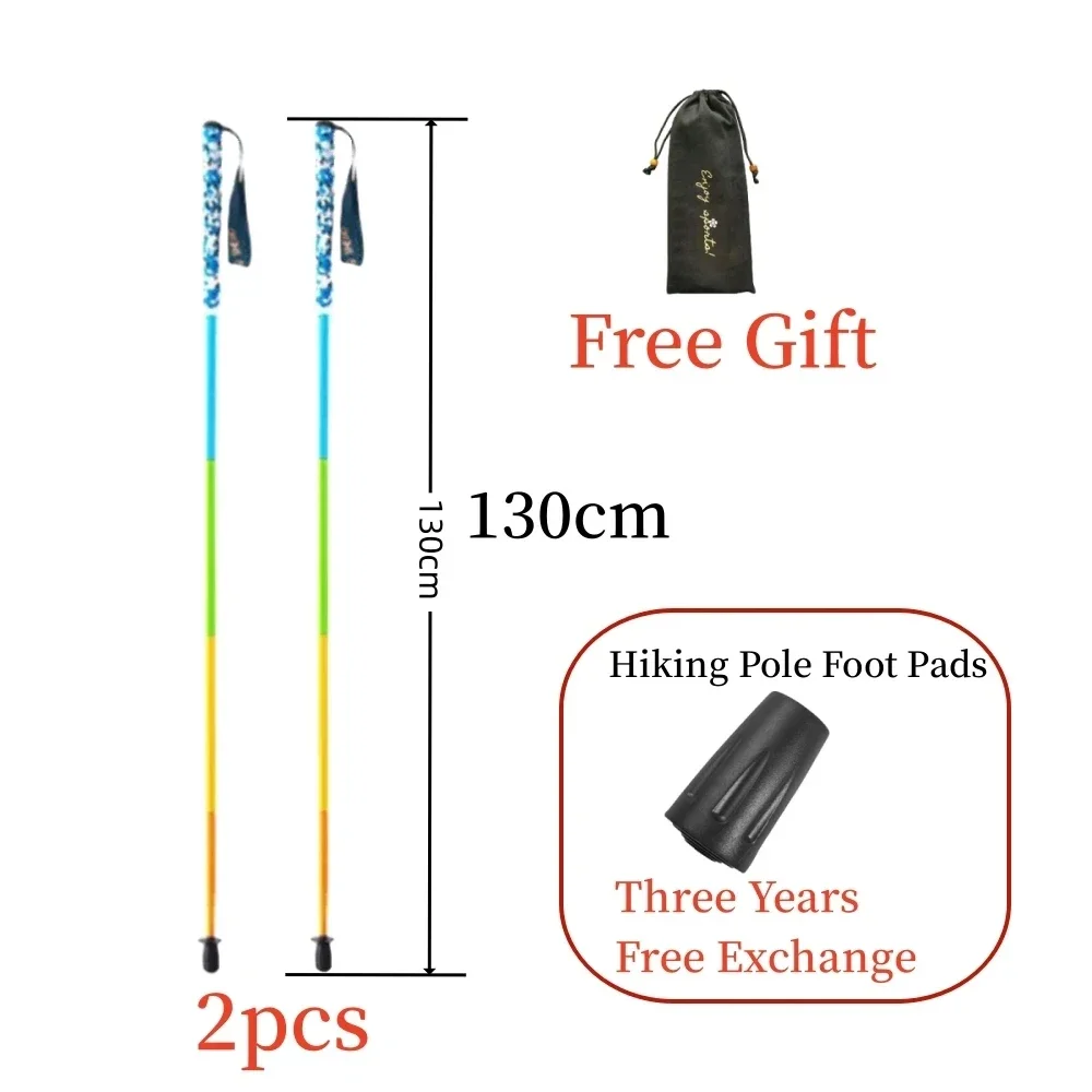 2PCS Carbon Fiber Five Section Folding Hiking Stick Ultra Lightweight Portable Hiking Stick Walking Pole（s) Hiking Accessories