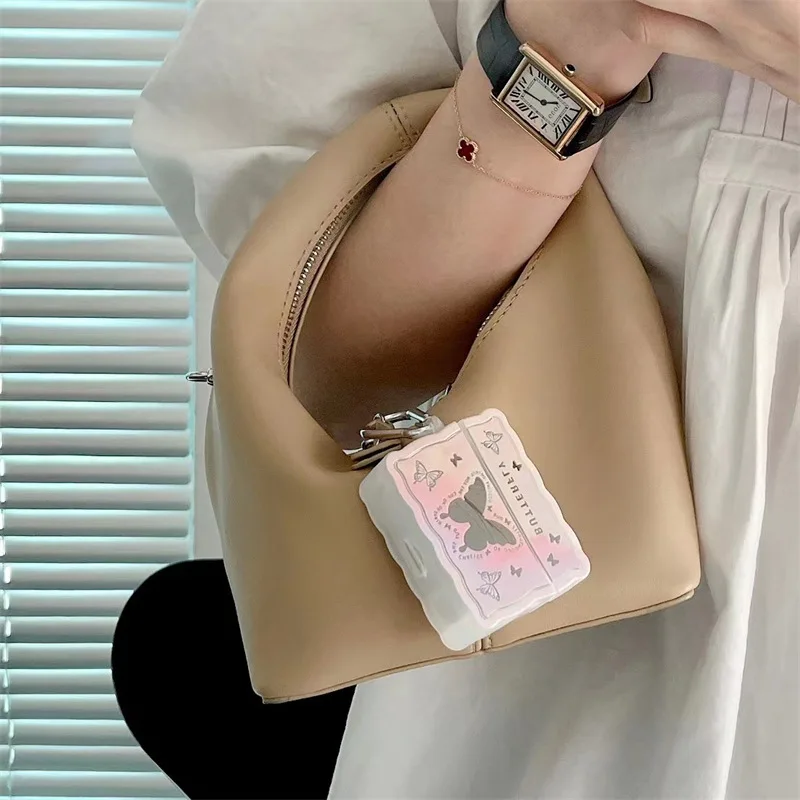 حافظة غطاء لينة من البولي يورثين الحراري لسماعات Airpods ، مرآة فراشة وردية ، حافظة سماعة بلوتوث ، AirPod Pro 2 ، AirPods 3