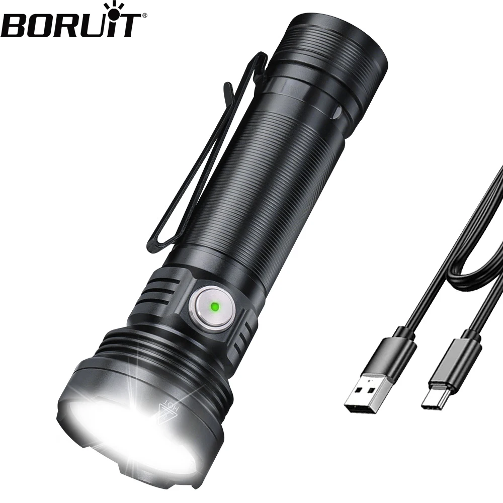 BORUiT ET28 LED Multicolor Flashlight Super Bright 800LM Type-c Rechargeable Torch IP67 Waterproof Emergency Camping Lantern