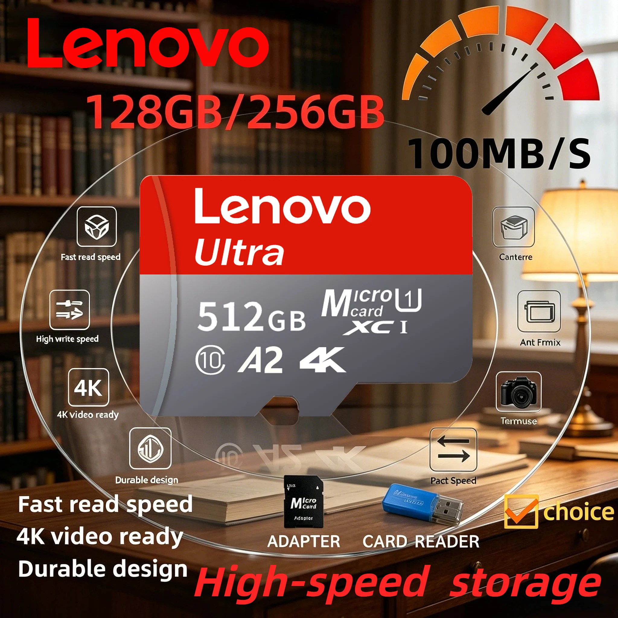 

Lenovo Extreme Pro SD Memory Card 128GB U3 V60 High Speed Micro TF SD Card 512GB 256GB TF Card for Phone Camera Drone Cross-Use