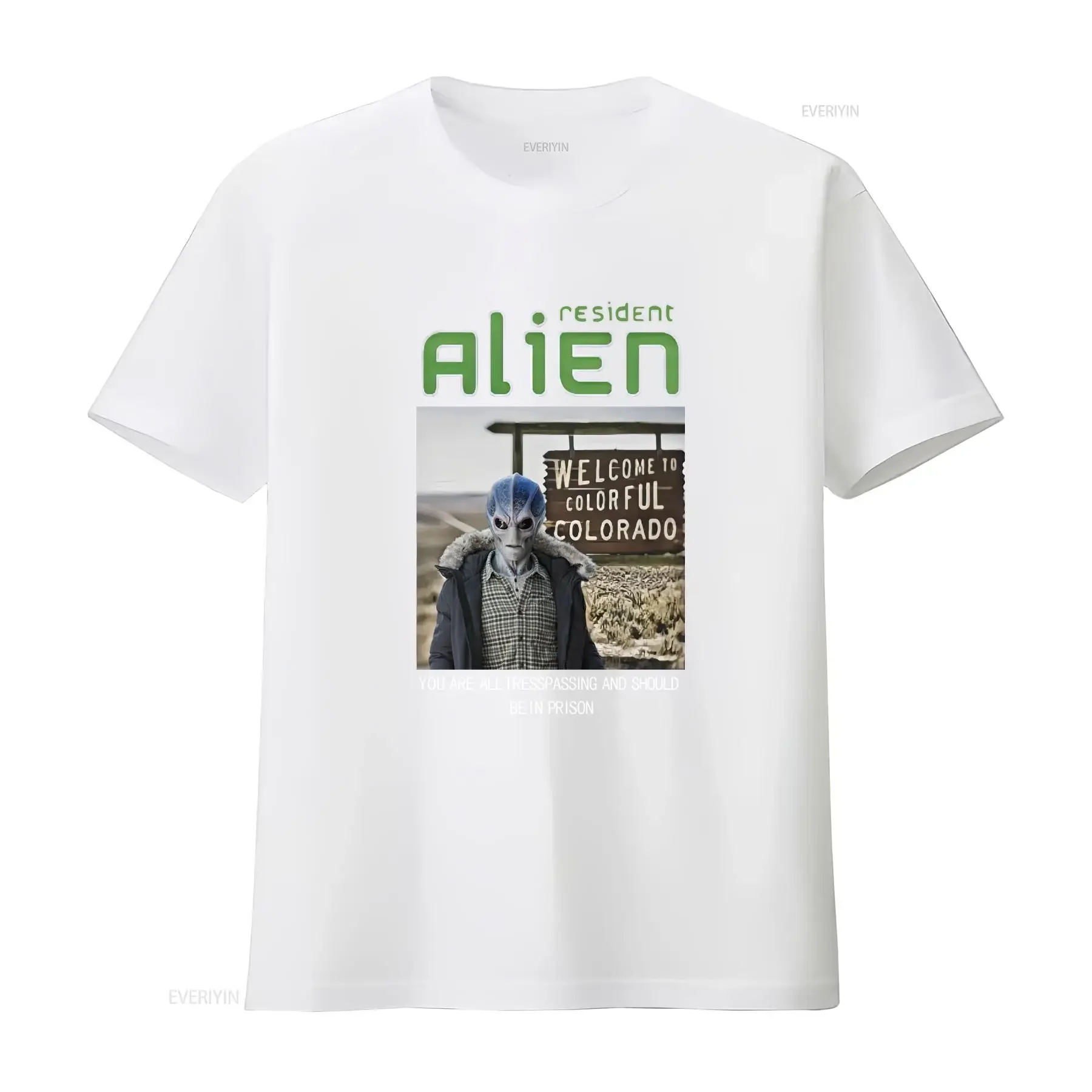 Resident Alien T shirt vintage Washed Casual Top For Everyday Wear Versatile Unisex Soft designer clothes homme graphic view 4