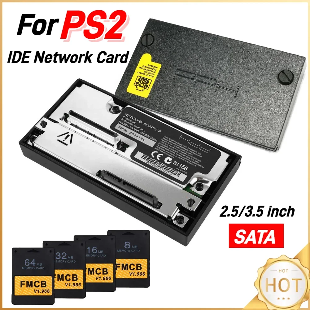 SATA/IDE-Schnittstelle, paralleler Netzwerkkartenadapter für PS2-Spielekonsole, 2,5/3,5 Zoll SATA-Festplatte für Playstation 2, Gaming-Zubehör