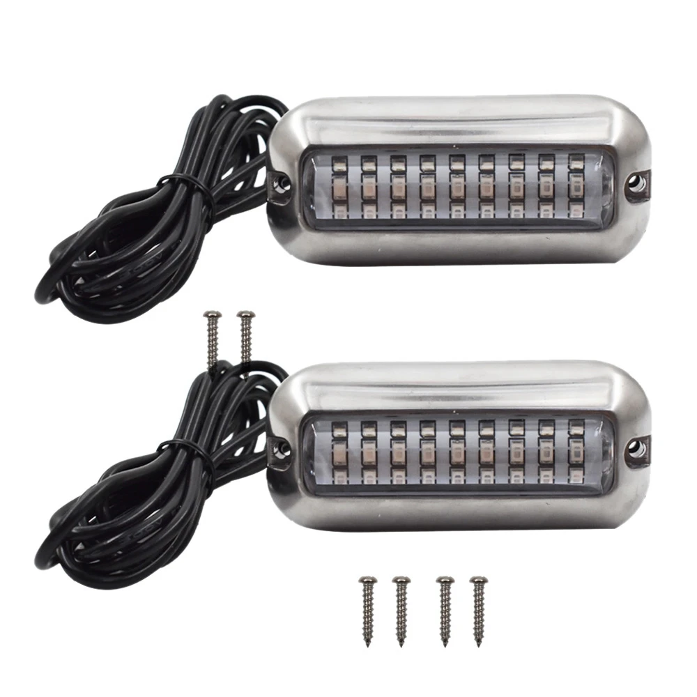 2Pcs 27 Blue LED Stainless Lights Underwater Pontoon for Marine Boat Transom