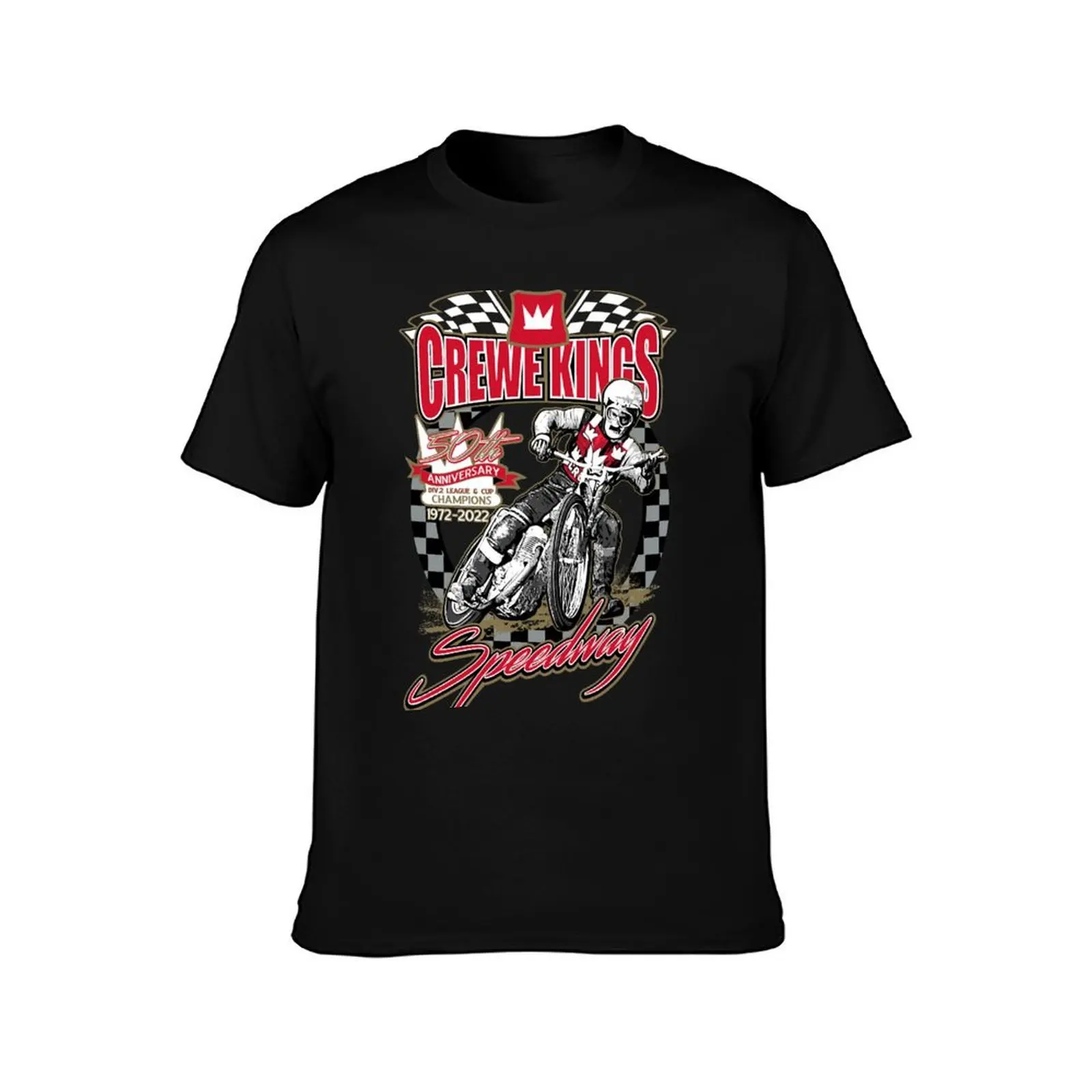Crewe Speedway - Official1972 Double Champions Anniversary T-Shirt Graphic Print Short Sleeve T-Shirt