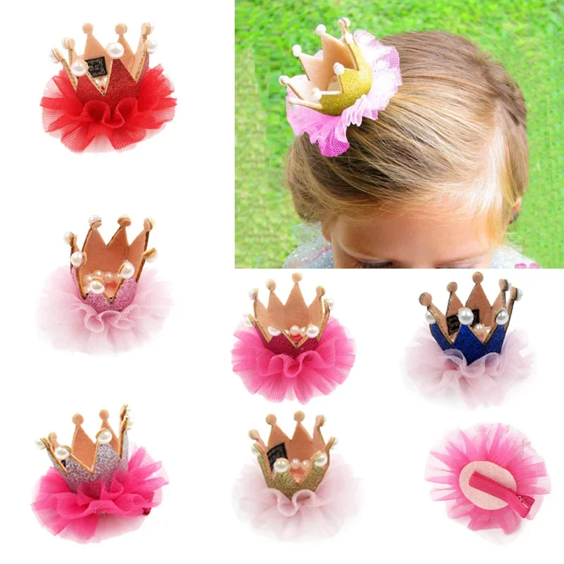 

Baby Hair Clips Cute Lace Princess Crown Wedding Birthday Party Dressing Photography Decoration Christmas Hairpins Kids Headwear