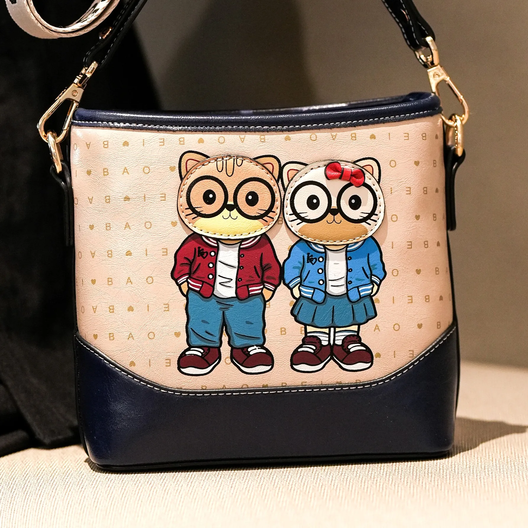 

BeiBaoBao Brand crossbody bag for women,fashionable bucket bag purse,cartoon bear,cute shoulder bag,2025 versatile women's bag