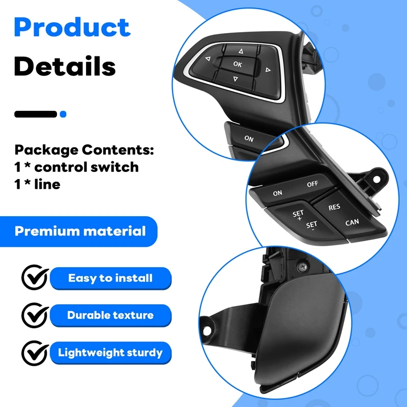 For Ford Focus Mk3 2015-2017 Kuga 2017 Cruise Control Switch Multifunction Steering Wheel Button Bluetooth Audio Button