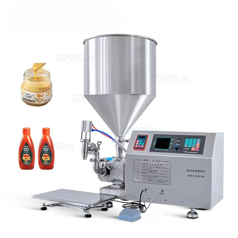 ZS-RPW1 Semi-automatic Rotor Pump Ketchup Jam Jar Lotion Cream Chili Sauce Tomato Paste Weighing Filling Machine
