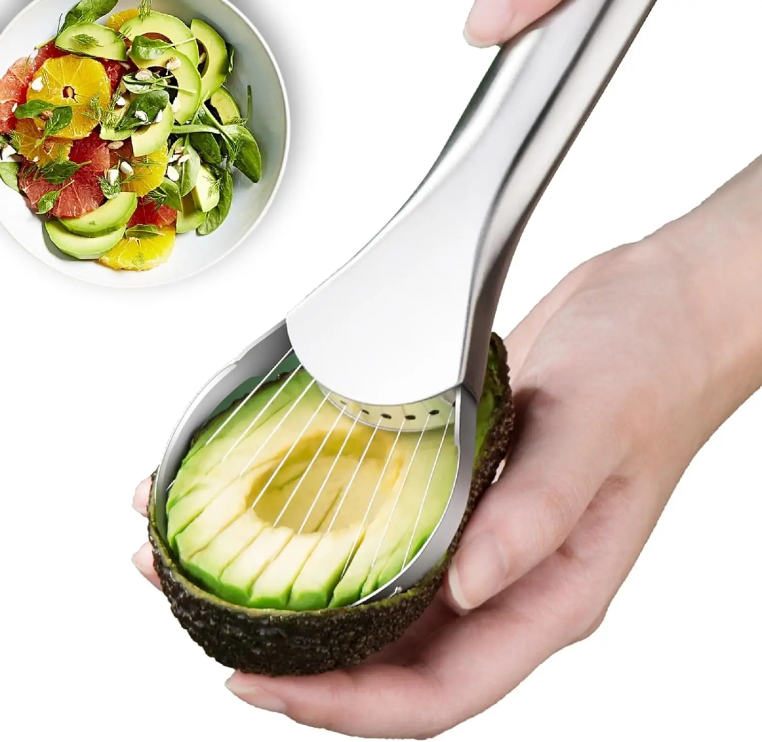 Avocado Slicer Tool Stainless Steel Avocado Cutter Slicer and Avocado Pit Remover Kitchen Gadgets Fruit Cutting Artifact All