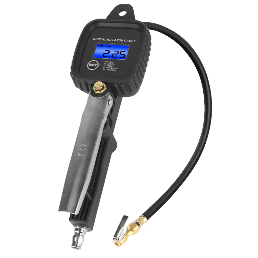 0-255Psi/18Bar Tester Car Inflator Tire Pressure Gauge Tyre Manometro Digital High-precision Motorcycle Inflation Gun With Hose