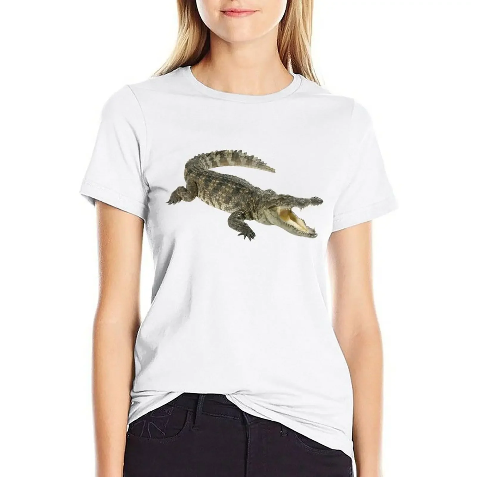 Crocodile! T-shirt Aesthetic clothing Short sleeve tee summer blouses woman 2024