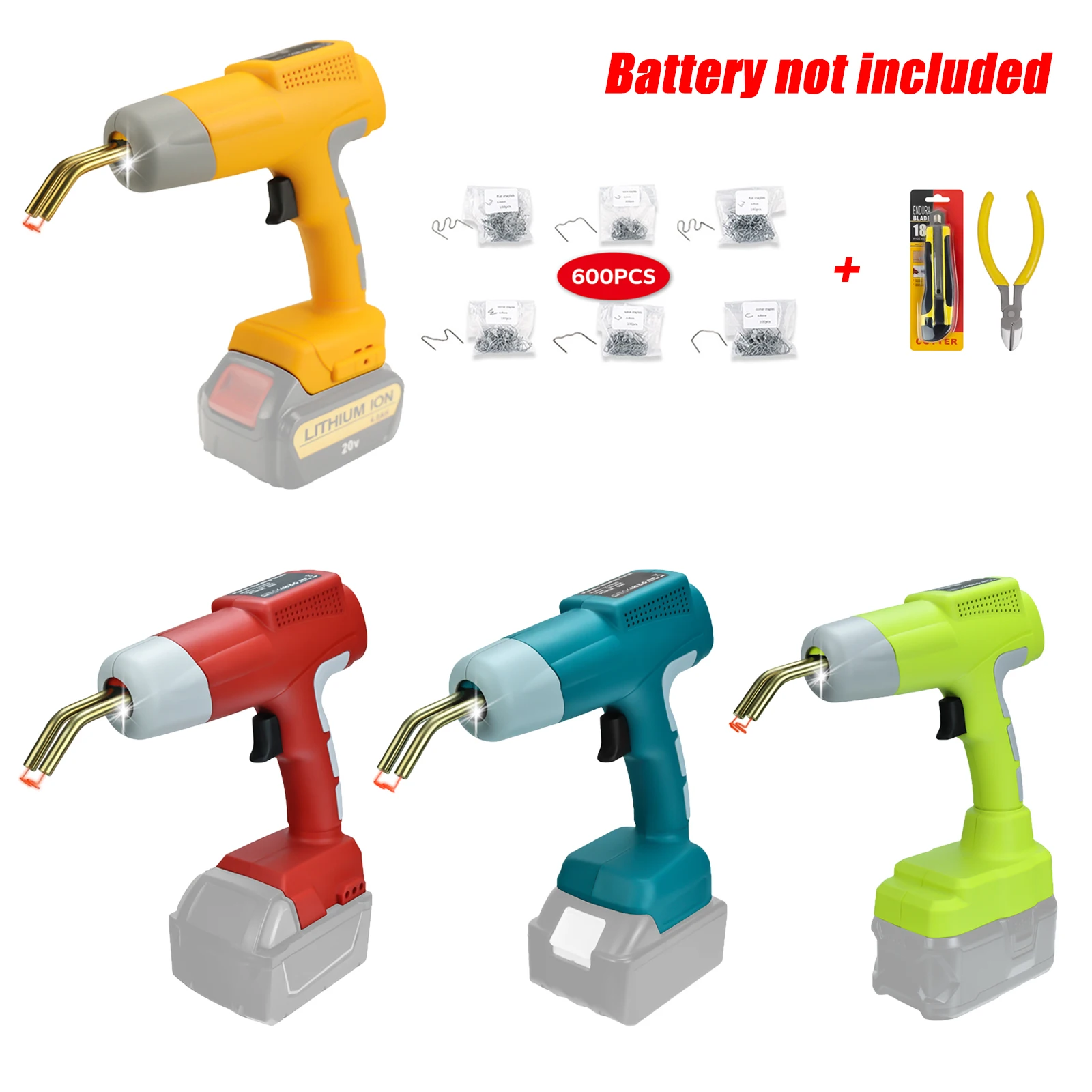 

Cordless Plastic Welding Gun for Dewalt/Milwaukee/Makita/Ryobi 18V 20V Li-ion Battery Welder Machine Hot Stapler Welding Kit