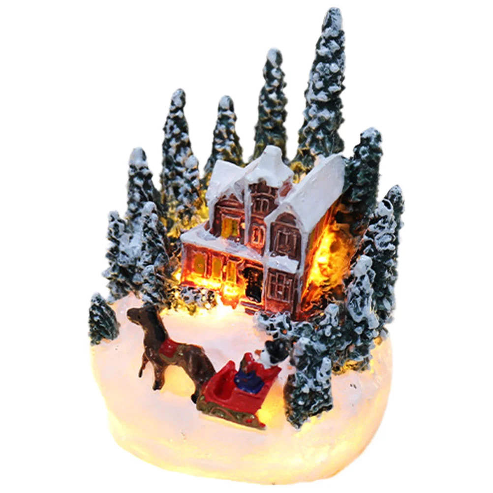 Xmas House Shaped Decor Christmas Decorative Decorations Gingerbread Chic Gift Mini Miniature Statue Glowing