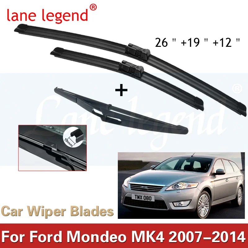 Front Rear Wiper Blades for Ford Mondeo MK4 2007 2008 2009 2010 2011 2012 2013 2014 Windshield Windscreen Window Car Accessories