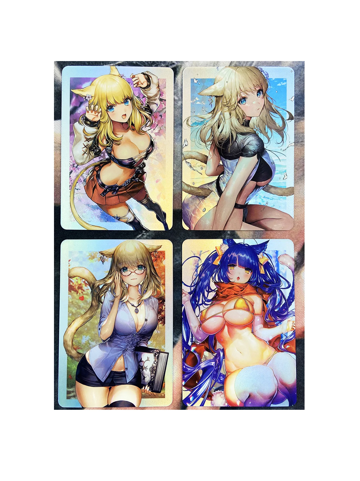 

4pcs/set ACG Beauty Cat Girl Four Seasons Girl No.2 Refraction Sexy Girls Hobby Collectibles Game Anime Collection Cards