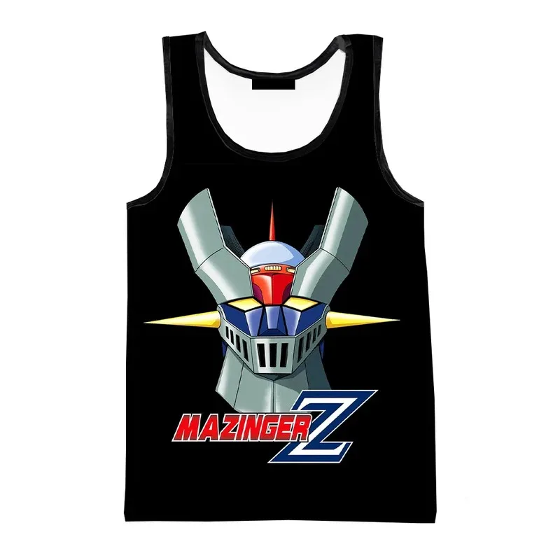 Camisetas sin mangas con estampado 3D de Robot Mazinger Z de película de Anime para hombre/mujer, chaleco de campaña de moda con personalidad, ropa de gimnasio de gran tamaño para verano