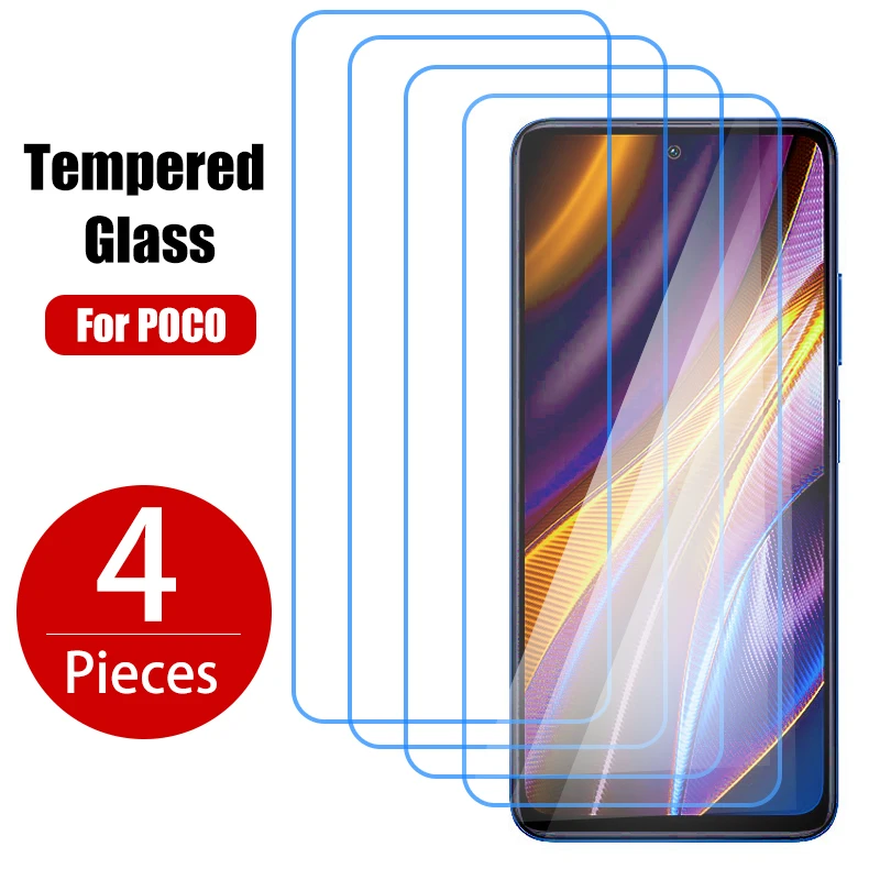 4PCS Screen Protector for Poco F5 X5 X3 F4 X4 M5S M5 M4 F3 F2 Pro GT NFC Tempered Glass for Xiaomi Mi 11 12T 11i 10T Pro Lite NE