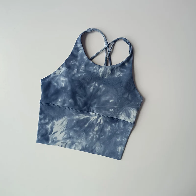 Tie-Dye Sportunterwäsche für Frauen Stoßfester Stoßdämpfender Lauf-BH mit Schönheitsrücken-Weste, Push-up-BH, Fitnessanzug, Yoga-Anzug – Detail 7