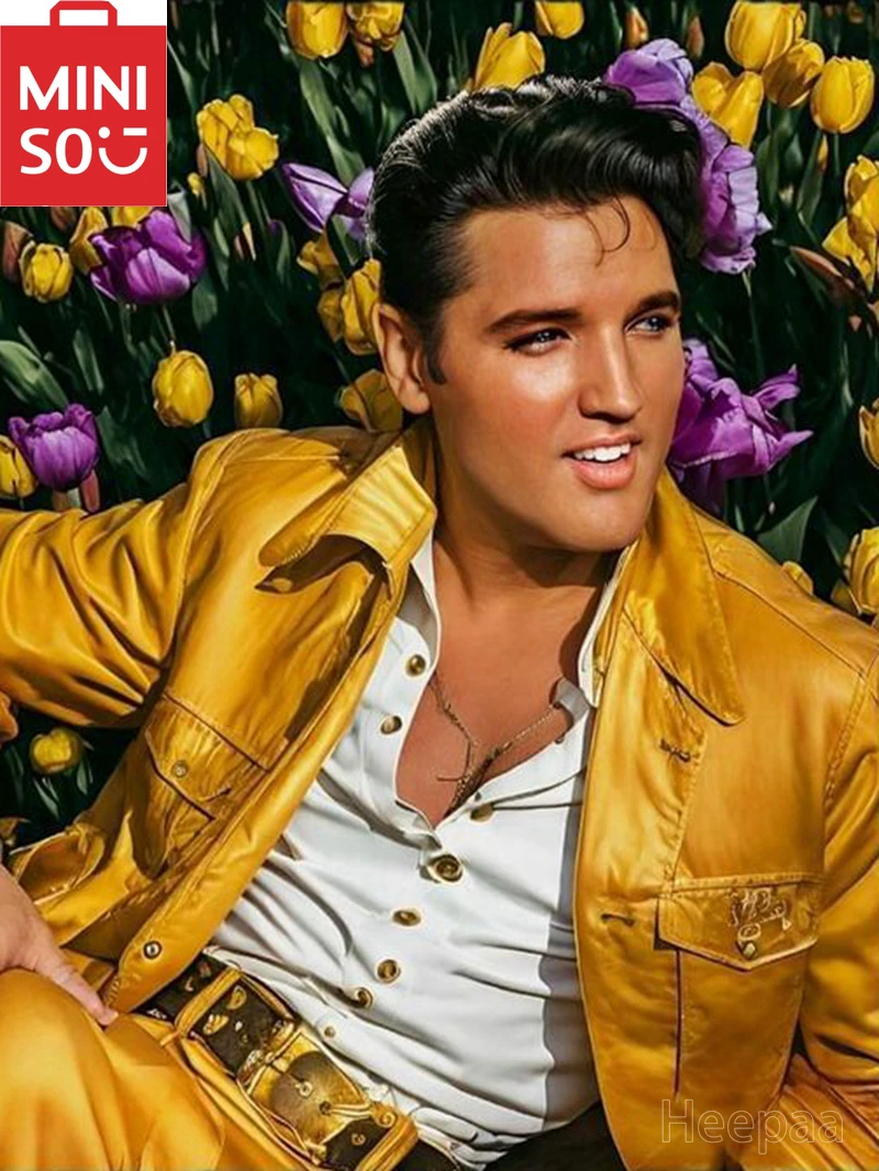 MINISO Rock leyenda Elvis pintura de diamante, súper guitarra estilo clásico de escenario, precioso detalle de vestido marca completa mosaico decoración del hogar