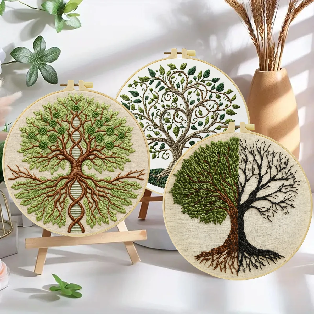 3-teiliges DIY-Stickmaterial-Set für Anfänger, inklusive Nadeln, Fäden, Stick-Starter-Kit, Kreuzstich-Kunst als Geschenk. – Detail 3