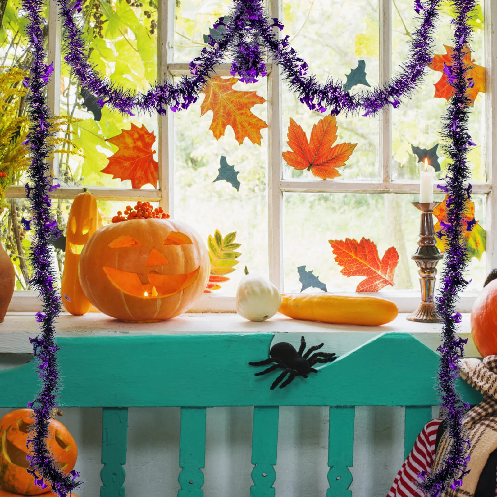 

3pcs Tinsel Garland Pet Shiny Decorative Hanging Ornaments For Bedroom Garden Yard Door Outdoor Halloween Party Halloween
