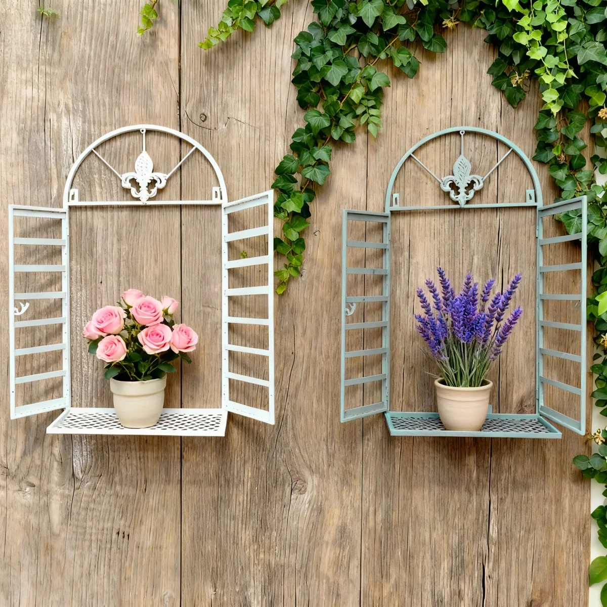 European-Style Retro Wall-Mounted Fake Window That Can Be Opened, Wall-Mounted Decoration, Outdoor Garden Flower Pot Stand