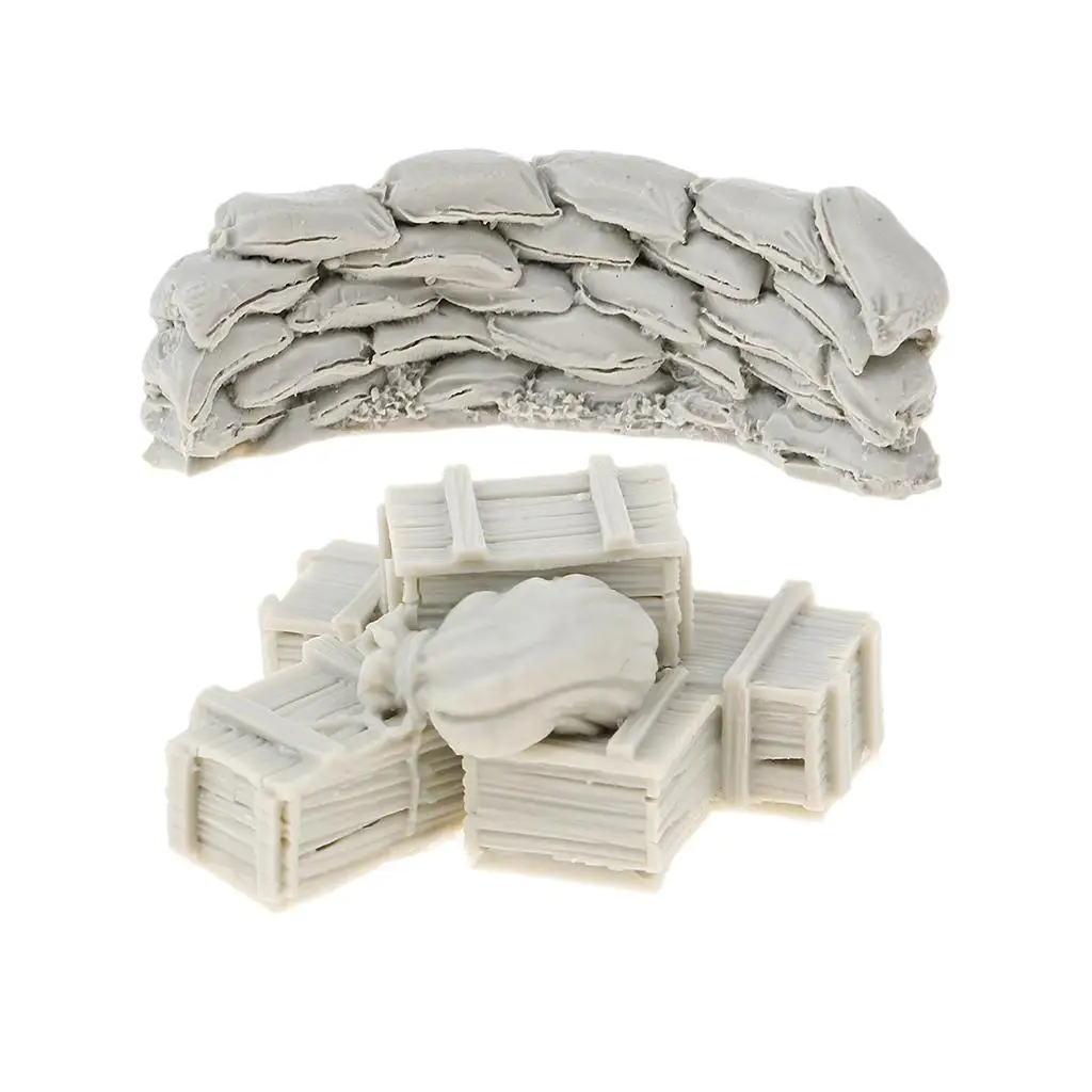 Resin Model Unpainted Kit Ammunition Box Bags Accessories Sandbags Wall