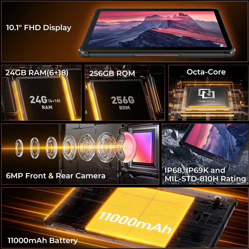 Imagem -02 - Tablet Robusto 10.1 hd Ips 11000mah 24 6gb Mais 18 gb Mais 256gb Oukitel-rt9