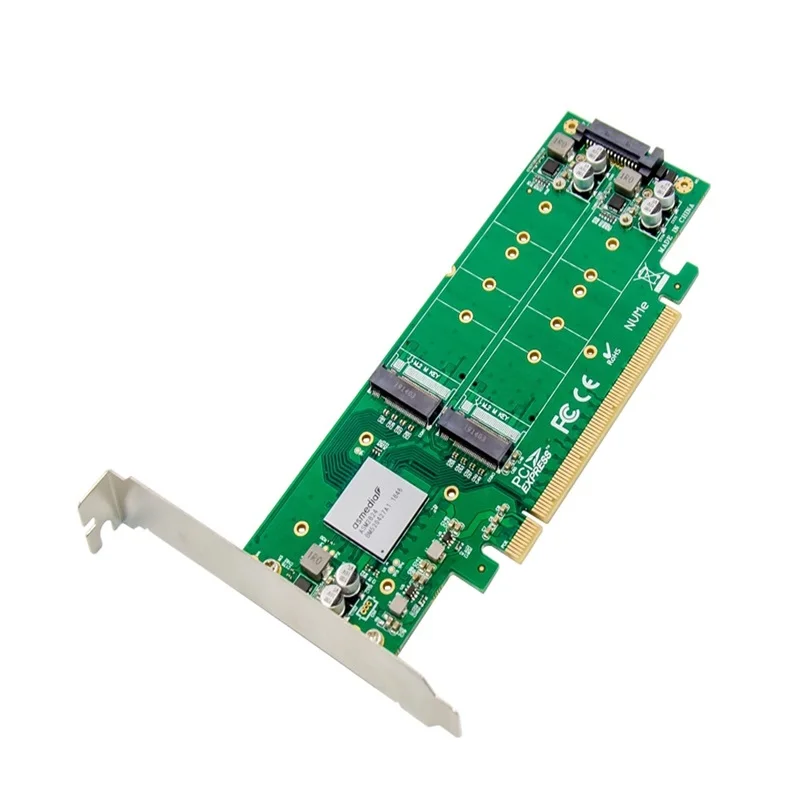 Imagem -05 - Cartão de Expansão Adaptador Ssd Nvme Quad Mkey Nvme para Conversor Pci-e Pcie X16 Asm2824 Portas