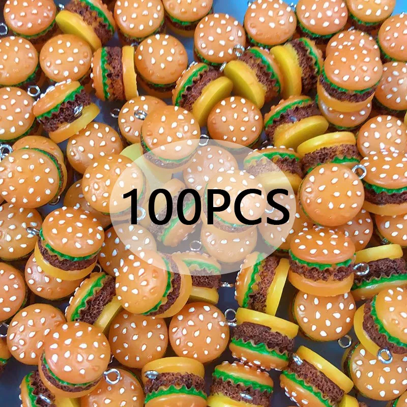 mini simulado burger resina encantos 3d pequeno pingente brinco faca voce mesmo joias fazer atacado a granel 100 pcs 01