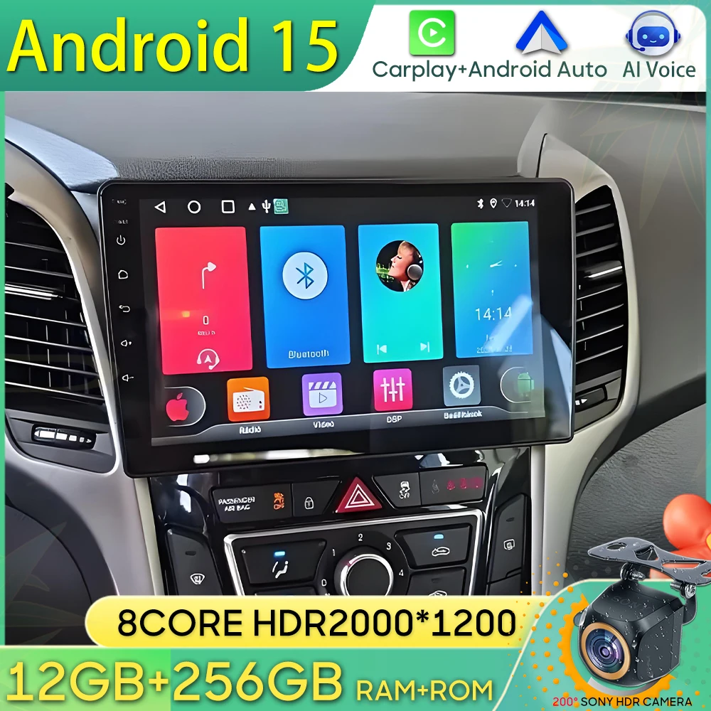 

Android 15 Car Radio For Hyundai I30 Elantra GT 2011 - 2015 GPS Navigation Android Auto Carplay Wifi Video Stereo Screen No 2din