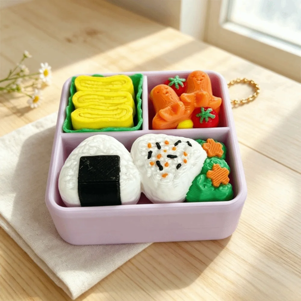Finger Button Clicker Keychain Clicker Sound Sushi Fidget Keychain Rice Ball Cartoon Design Sushi Keyboard Keychain Keyring Gift